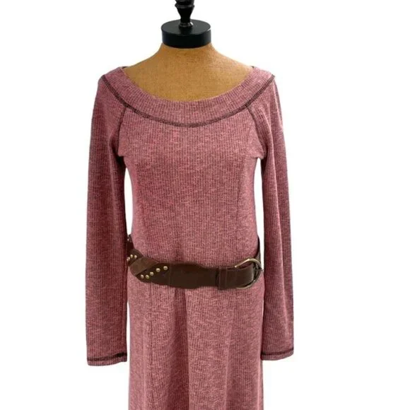 Anthropologie Puella boatneck rose & Heathered gray maxi dress princess cut, Med - Picture 3 of 13